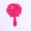 Cadeau de faveur de mariage miroir de fleur de Rose artificiel avec poignée miroir simple face, fournitures de fête