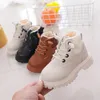 Kids Baby Girls Boots Spring/Autumn Single Shoes Fashion Cotton Children Boys Plush Lace Up Velvet Winte 220222