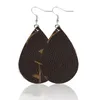 New Stylish Teardrop leather pendant earring Leopard Water droplets charm Dangle earrings for women lady