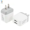 50 stks / partij 5 V 2.1A Dual USB Ports US Plug Wall Charger Adapter Double USB 2-poort voor Samsung iPhone Xiaomi Smart Mobile Phone