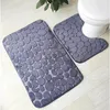 Bad Mat 2 Stuk Set Cobblestone Patroon Toilethoes Voetkussen Antislip Absorberende Badkamer Deurmat Flanel Soft Bath Rug Tapijt