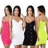 Wholesale Items Summer Womens Dresses Sexy Mini Gallus Bodycon Clothes One Piece Set High Quality Elegant Luxury Fashion Solid K0736