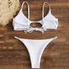 ZAFUL Bikini intrecciato a costine ritaglio bikini senza spalline a vita bassa solido costume da bagno donna costumi da bagno costume da bagno sexy T200508