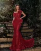 Арабские блестящие вечерние платья русалки сексуальные носить красные блестящие платья выпускного вечера ruffles формальная партия второе приема платье на заказ