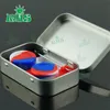 Rubber silicone 4 in 1 containers kit with 1pcs tin box 2pcs 5ml dab jar dab dabber tool for bho oil wax vaporizer