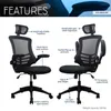 우리 주식 상업용 가구 현대 하이백 메쉬 임원 의자 머리 받침대와 플립 팔, 블랙 A14