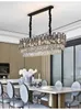 Modern Rectangle Black Crystal lamp Chandelier For Dining/Living Room Kitchen Island LED Light Fixtures Luxury Indoor Lighting