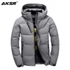 Aksr homens inverno para baixo jaqueta casaco branco pato descendo jaquetas com um capô espesso térmico quente outwear jaqueta inchado doudoune homme 201223