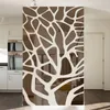 Removable 3d diy mirror wall stickers tree bedroom living room decoration TV background wall decor acrylic stickers mirror paste LJ201128