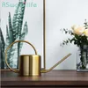 Golden Brass Watering Can Watering Pot Home Gardening Long Mouth Kettle Metal Garden Decors Waterings Spray Can 201204