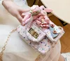 Sac à bandoulière pour petites filles, décor de fleur de lapin, pochette de Messager avec sangle en chaîne en métal pour enfants filles