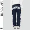 Blackair Skulls mönster baggy jeans skelett broderi för män hip hop high street last svart dy815 220228223c