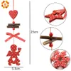 5 Teile/los DIY Rote Weihnachten SnowflakesStarTree Holz Anhänger Ornamente Hause Weihnachten Party Weihnachtsbaum Kinder Geschenke Dekorationen Y201020