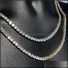 Tennis, Graduated Necklaces & Pendants Jewelry Fashion Designer Tennis Single Ice Chain Necklace Crystal Luxury Diamond Titanium Steel Europ