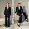 Cool Black Ladies Suits per Matrimonio Madre della Bride Blazer Gamba ampia Set Partito Serata Tuxedos Street Wear 2 pezzi