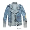 Ad alta individualità strada inverno inverno uomini denim maschi in stile europeo e americano Slimt Light Blue Giacca 201119