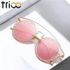 Trioo Clear Frame occhiali da sole Donne con custodia Pink Round Lens Gafas de Sol Mujer Summer Fashion Brand Designer Metal Sun Glasses8566495