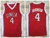 Vintage University of Nevada Las Vegas Larry Johnson College Maglie da basket UNLV # 4 Camicie cucite rosse S-XXL