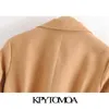 KPytomoa Mulheres Moda com Bolsos Lados Bolsos Casaco de Lã Vintage Manga Longa Voltar Vestores Femininas Outerwear Chic Overcoat 201218