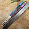 New Theone Balisong AB Butterfly Trainer Training Knife Color Mixing Fixed Titanium Handle D2 Blade Bushing system Jilt Swing Knives Chimera Triton Squid EX10 Hom