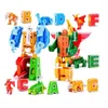 26 Английские буквы преобразовывают алфавит динозавров робот животных креативные образовательные строительные блок игрушки для детей подарок BRINQUEDOS LJ200928