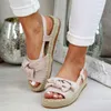 Summer Casual Bow Tie Womens Sandals Buckle Strap Flats Sandals Shoes For Woman Solid Color Peep Toe Sandalias Mujer Y200702