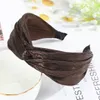 Moda Mulheres Brilhantes Brilhantes Headband Cor Pure Hairband Nó Cruz Pano Cabelo Band Headwear Bandas Cabelo Acessórios De Cabelo