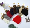 Çocuklar Yetişkinler Kalın Sıcak Kış Şapka Kadınlar Için Yumuşak Streç Kablo Örme Pom Poms Beanies Şapkalar Kadın Skullies Beanies Kız SkiCap