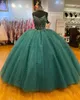 Dunkelgrünes Prinzessinnenkleid für Mädchen, Quinceanera-Kleid, Spaghettiträger, Perlen, Pailletten, Sweet 15, Abschlussball, Partykleidung