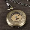 Retro Silver Train Front Design Pocket Watch Carving Necklace Pendant Vine Mechanical Pocket Watch FOB Chain Men Women Clock T2005024811581