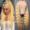 180 Density 12A Long Blonde Hd Lace Closure Wigs 13 6 Transparent Lace Frontal Wig 613 40Inch Deep Wave Wig Black Women228H7685639