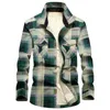 2020 Winter Plaid fleece skjorta Män 100% bomullsfodral Casual Långärmade T-shirts Ytterkläder Tjock varm Höstskjorta Chemise Homme C1222