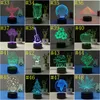 3D LED Night Light USB 7 Color Touch Switch 3d optical illusion lamp Novelty 3D Acrylic Table Lamp 176 Pattern Optional