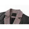Lanmrem Zima Turn-Down Collar Plaid Patchwork Single-Breasted All-Mecz Stree Wear Black Cotton Padded Jacket 2A2947 211216