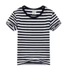 Summer Girls Boys T-Shirt Unisex Striped Black White Unisex Cotton Tops Tees Kids Clothes for 2 3 4 6 8 10 Years Old KT174001 G1224