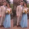 2022 Amazing 3D Floral Flowers Long Prom Dresses Illusion Sky Blue Evening Party Gowns Ruched Tulle Applique Lady Formell Dress