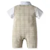 Baby Boy CHRICENTING Strój urodzinowy Kids Plaid Suits Nowonarodzony dżentelmen Bowtie Formalne ubrania niemowlę letnie ubrania Zestaw Y5767331