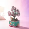 Robotime 148 stks Draaibaar DIY 3D Cherry Tree Cat Houten Puzzel Game Assembly Muziek Box Speelgoed Gift voor Kinderen Kinderen Volwassen AM409 201218