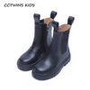 Botas Kids 2020 Outono Inverno Crianças Moda Botas Bebê Meninas Brand Black Shoes ToDdlers Pu sapatos de couro LJ200911