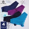 Calcinha das Mulheres do Atraco Underwear Tanga Lingerie Thong G String Briefs Lace Sexy Algodão Soft 4 Pack 201112