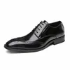 Brogue Oxford Handcrafted heren lederen formele schoenen zwarte Bourgondië stijlvolle jurk schoenen voor mannen dropshippig