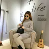 autumn and winter high-neck cashmere sweater ladies sweater long loose knit pullover shirt 201201