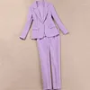 Costume femme violet mode slim office lady costume femme deux pièces blazer + pantalon business casual wear1