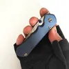 Versão Personalizada Limitada Faca Dobrável Chris Reeve Inkosi Cabo Titânio Azul Anodizado Facas Damasco Perfect Pocket EDC Outdoor Equipment Tactical Camping Tools