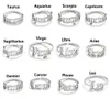 Anneaux réglables en acier inoxydable 12 Constellations lettre anneau pour femme ouverture mariage zodiaque doigt bague anniversaire bijoux cadeau