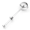 Tea Ball Push Tools Kaffe Infuser Loose Leaf Herbal Teaspoon Strainer Filter Diffuser Hem Kök Bar Dryckesverktyg