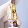 27 mm Baignoire 520005 520022 Cal.537/1MC Montre automatique pour femme Boîtier en or jaune 18 carats Diamants Lunette Bracelet en cuir marron Montres pour femme Timezonewatch E266A (1)