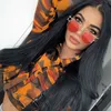 Darlingaga Streetwear Orange Camouflage Грузовой бомбардировщик Куртка Пальто карманы Пряжка Мода Осенняя Куртка Женщины Обрезанные Питание Camo T200111