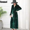 Nerazzurri trench-coat de haute qualité pour les femmes automne revers pointu plus la taille long pardessus style britannique velours blazer 5xl 6xl 201211