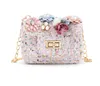 Sac à bandoulière pour petites filles, décor de fleur de lapin, pochette de Messager avec sangle en chaîne en métal pour enfants filles